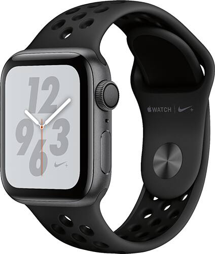 Apple - Apple Watch Nike+ Series 4 (GPS) 40mm Space Gray Aluminum Case with Anthracite/Black Nike Sport Band - Space Gray Aluminum