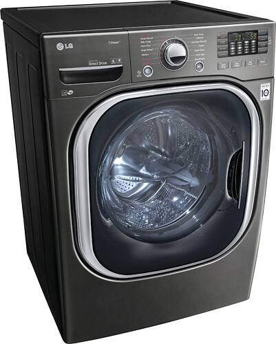 LG - 4.5 Cu. Ft. 14-Cycle Front-Loading Washer - Black stainless steel - Angle_Standard