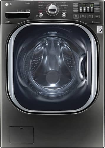 LG - 4.5 Cu. Ft. 14-Cycle Front-Loading Washer - Black stainless steel - Front_Standard