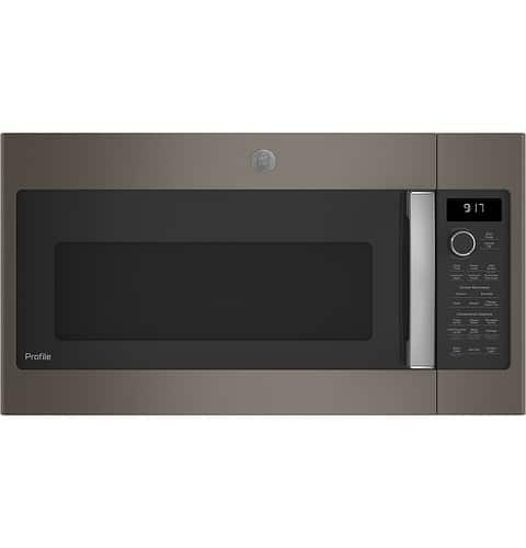 GE - 1.7 Cu. Ft. Convection Over-the-Range Microwave with Sensor Cooking - Slate - Front_Standard