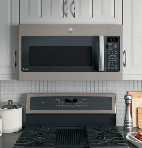 GE - 1.7 Cu. Ft. Convection Over-the-Range Microwave with Sensor Cooking - Slate - Alt_View_Standard_1
