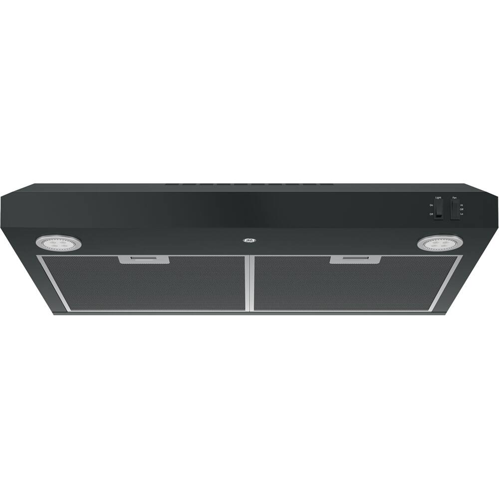 GE - 30" Convertible Range Hood - Black on Black - Front_Zoom