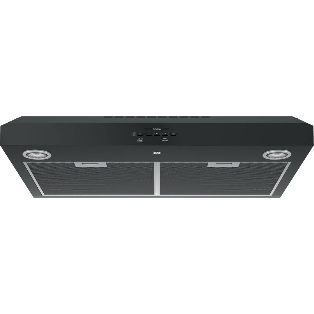 GE - 30" Convertible Range Hood - Black on Black - Front_Standard
