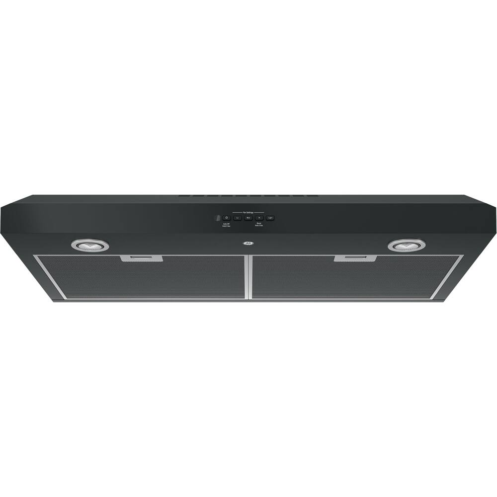 GE - 36" Convertible Range Hood - Black on Black - Front_Standard