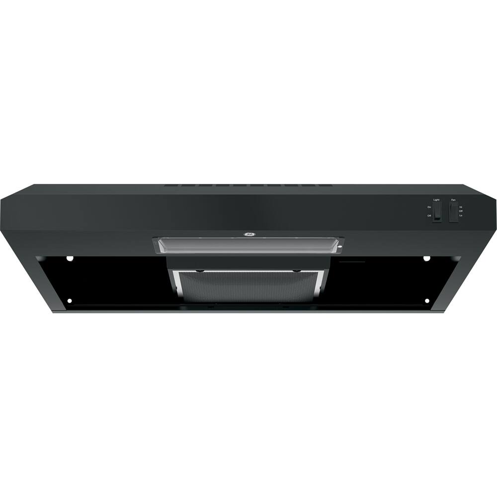 GE - 30" Convertible Range Hood - Black on Black - Front_Standard