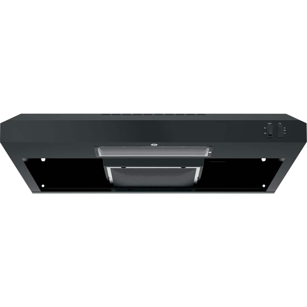 GE - 30" Convertible Range Hood - Black on Black - Front_Zoom