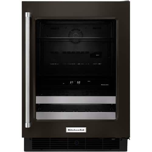 KitchenAid - 14-Bottle Wine Cooler - Black stainless steel - Front_Standard
