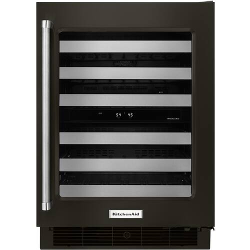 KitchenAid - 46-Bottle Wine Cooler - Black stainless steel - Front_Standard