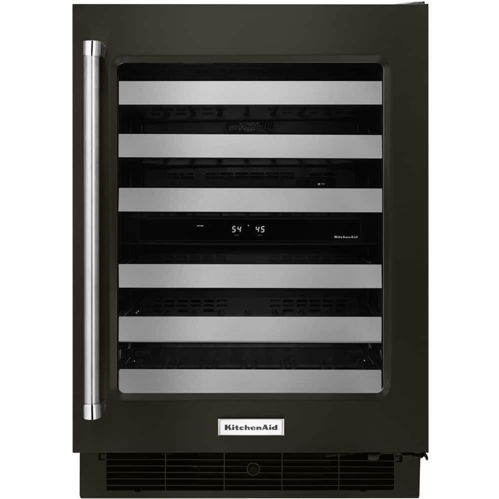 KitchenAid - 46-Bottle Wine Cooler - Black stainless steel - Front_Zoom