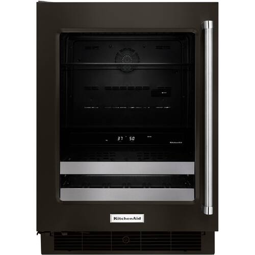 KitchenAid - 14-Bottle Wine Cooler - Black stainless steel - Front_Standard