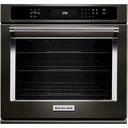 KitchenAid - 27" Built-In Single Electric Convection Wall Oven - Black stainless steel - Front_Standard