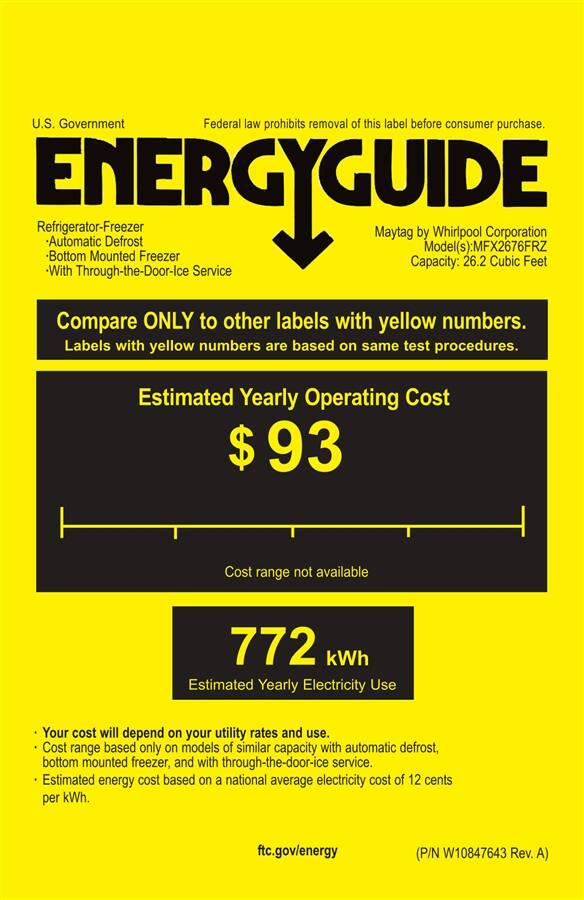 Maytag - 26.2 Cu. Ft. 4-Door French Door Refrigerator - Stainless steel - Energy_Guide