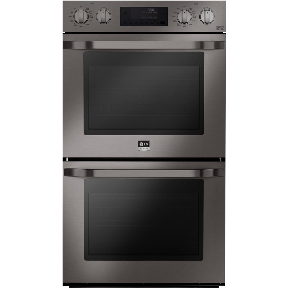 LG - STUDIO 30" Built-In Double Electric Convection Wall Oven - Black Black Stainless Steel Double Wall Oven