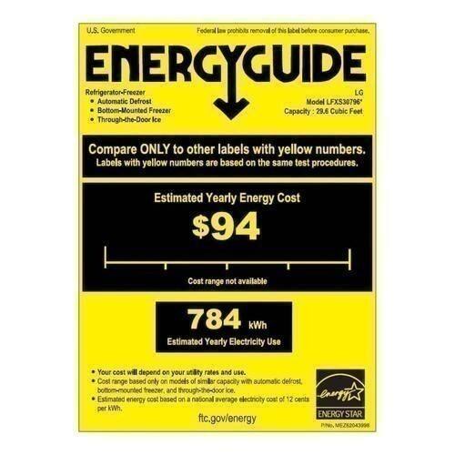LG - 29.6 Cu. Ft. French InstaView Door-in-Door Smart Wi-Fi Enabled Refrigerator - PrintProof Black Stainless Steel - Energy_Guide