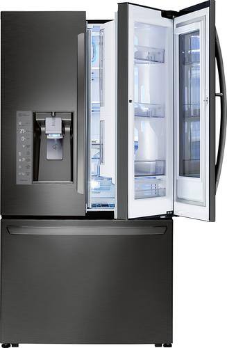 LG - 29.6 Cu. Ft. French InstaView Door-in-Door Smart Wi-Fi Enabled Refrigerator - PrintProof Black Stainless Steel - Alt_View_Standard_12