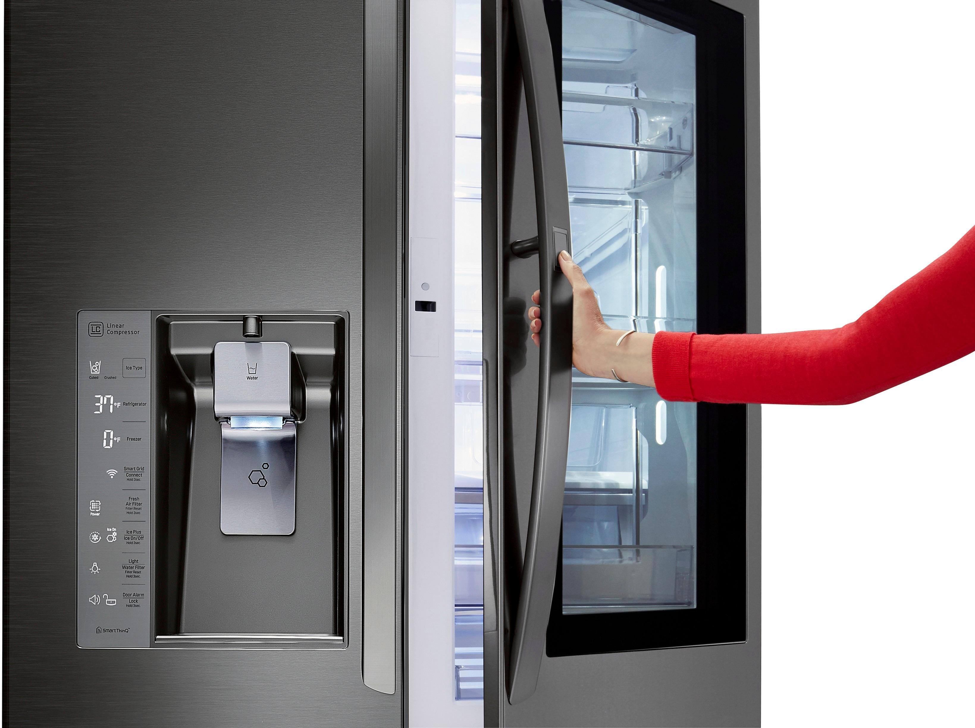 LG - 29.6 Cu. Ft. French InstaView Door-in-Door Smart Wi-Fi Enabled Refrigerator - PrintProof Black Stainless Steel - Alt_View_Standard_16