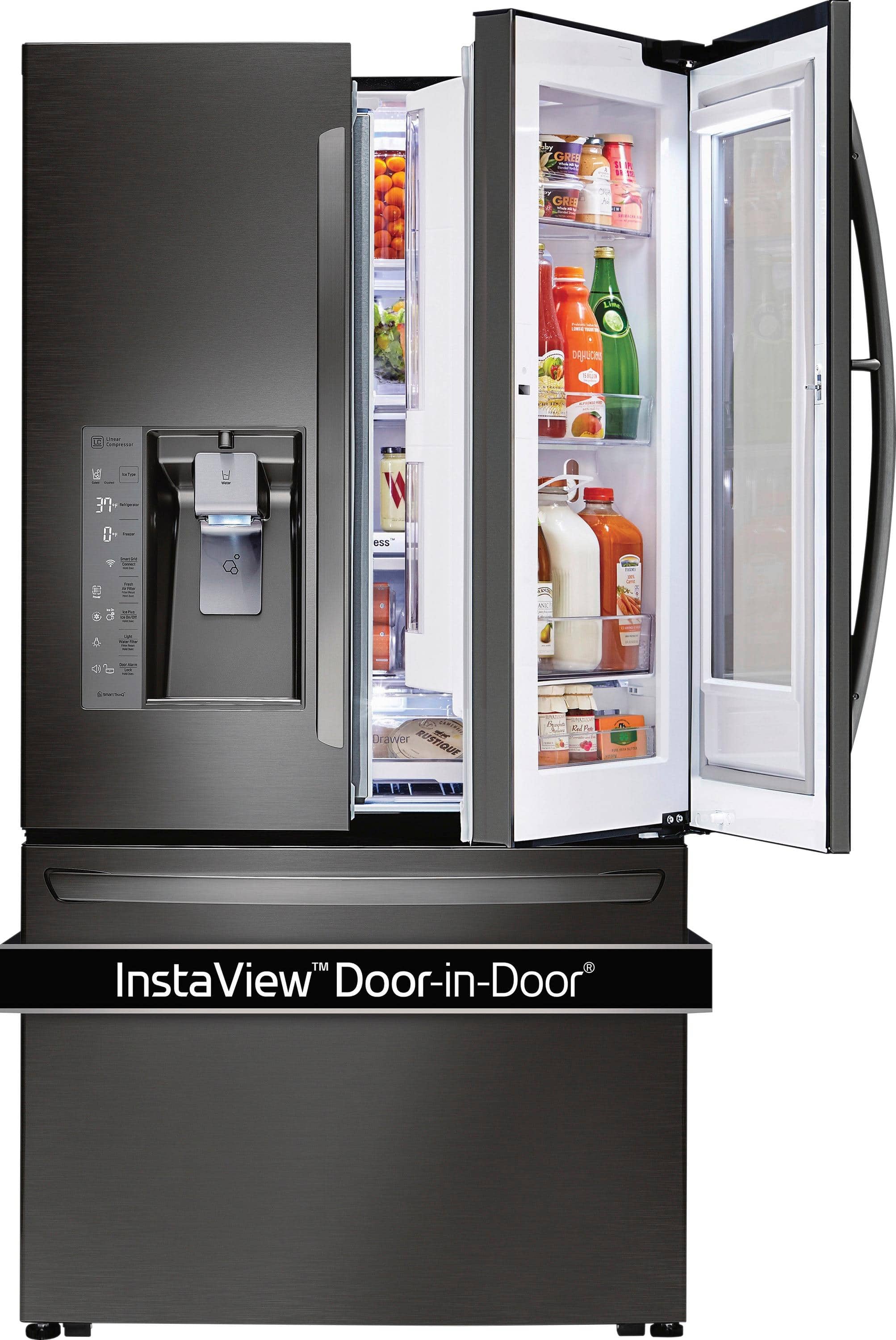 LG - 29.6 Cu. Ft. French InstaView Door-in-Door Smart Wi-Fi Enabled Refrigerator - PrintProof Black Stainless Steel - Alt_View_Standard_18