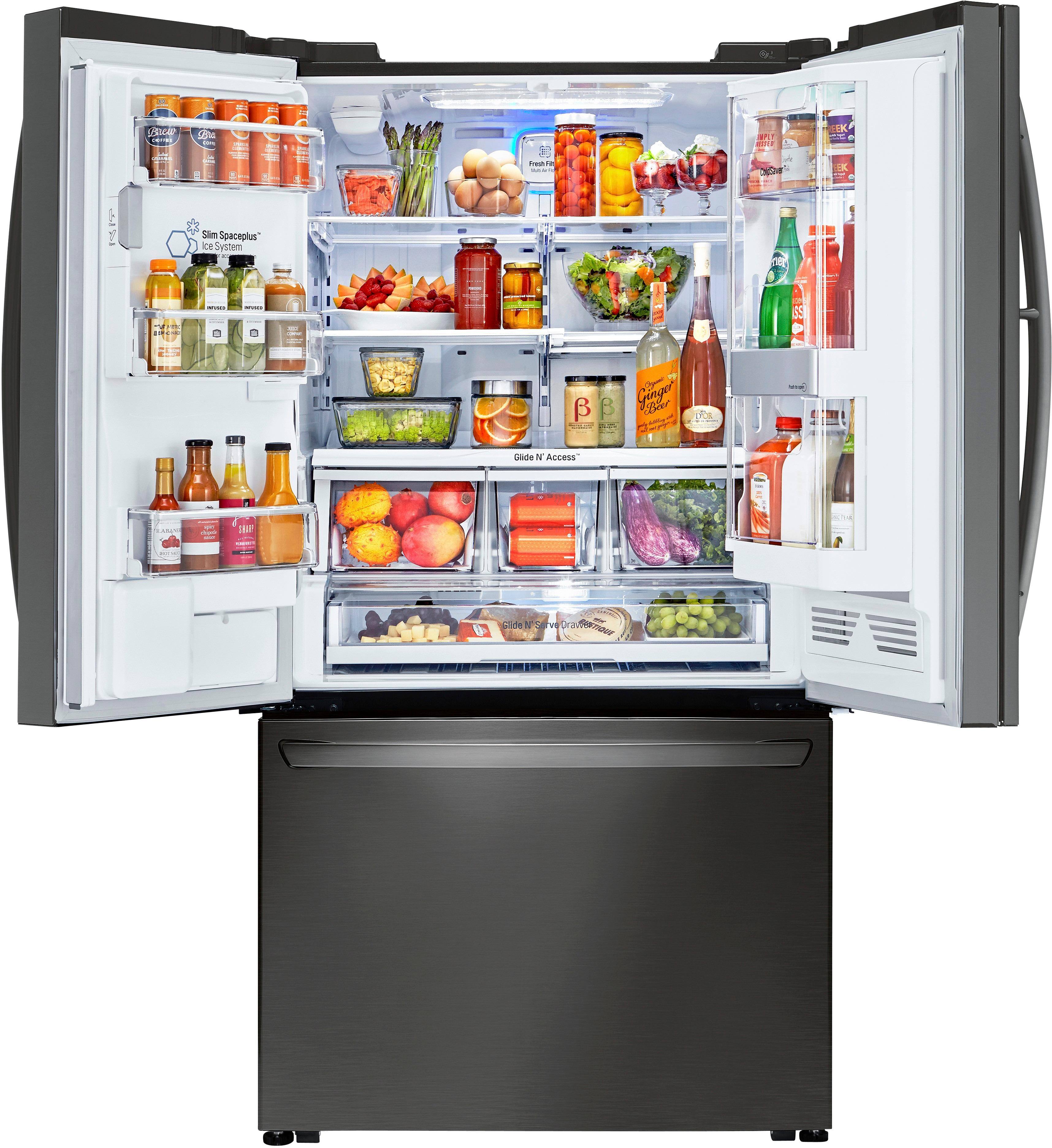 LG - 29.6 Cu. Ft. French InstaView Door-in-Door Smart Wi-Fi Enabled Refrigerator - PrintProof Black Stainless Steel - Alt_View_Standard_1