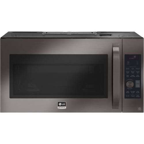 LG - STUDIO 1.7 Cu. Ft. Convection Over-the-Range Microwave with Sensor Cooking - PrintProof Black stainless steel - Front_Standard