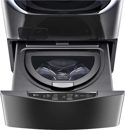 LG - SideKick 1.0 Cu. Ft. 6-Cycle Top-Loading Washer - Black stainless steel - Front_Standard
