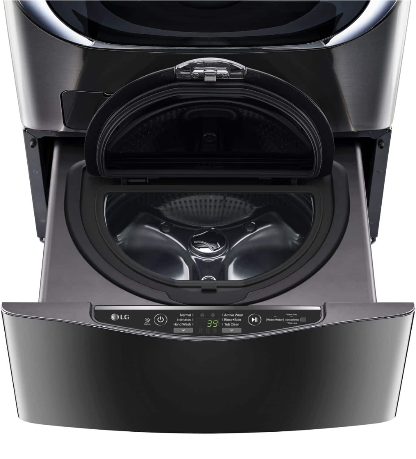 LG - SideKick 1.0 Cu. Ft. 6-Cycle Top-Loading Washer - Black stainless steel - Front_Zoom