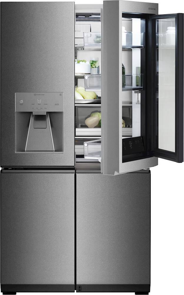 French Door Refrigerators Pacific S Lg Signature 31 Cu Ft Instaview Door In Smart Wi Fi Enabled Refrigerator Textured Steel