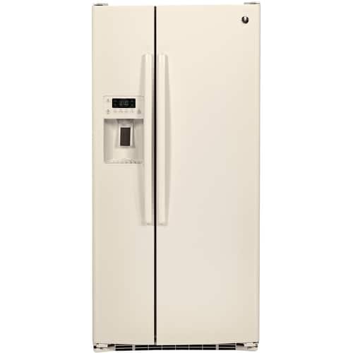 GE - 23.2 Cu. Ft. Side-by-Side Refrigerator - Bisque - Front_Standard