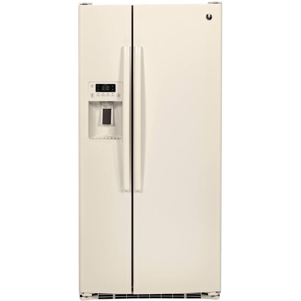 GE - 23.2 Cu. Ft. Side-by-Side Refrigerator - Bisque - Front_Zoom