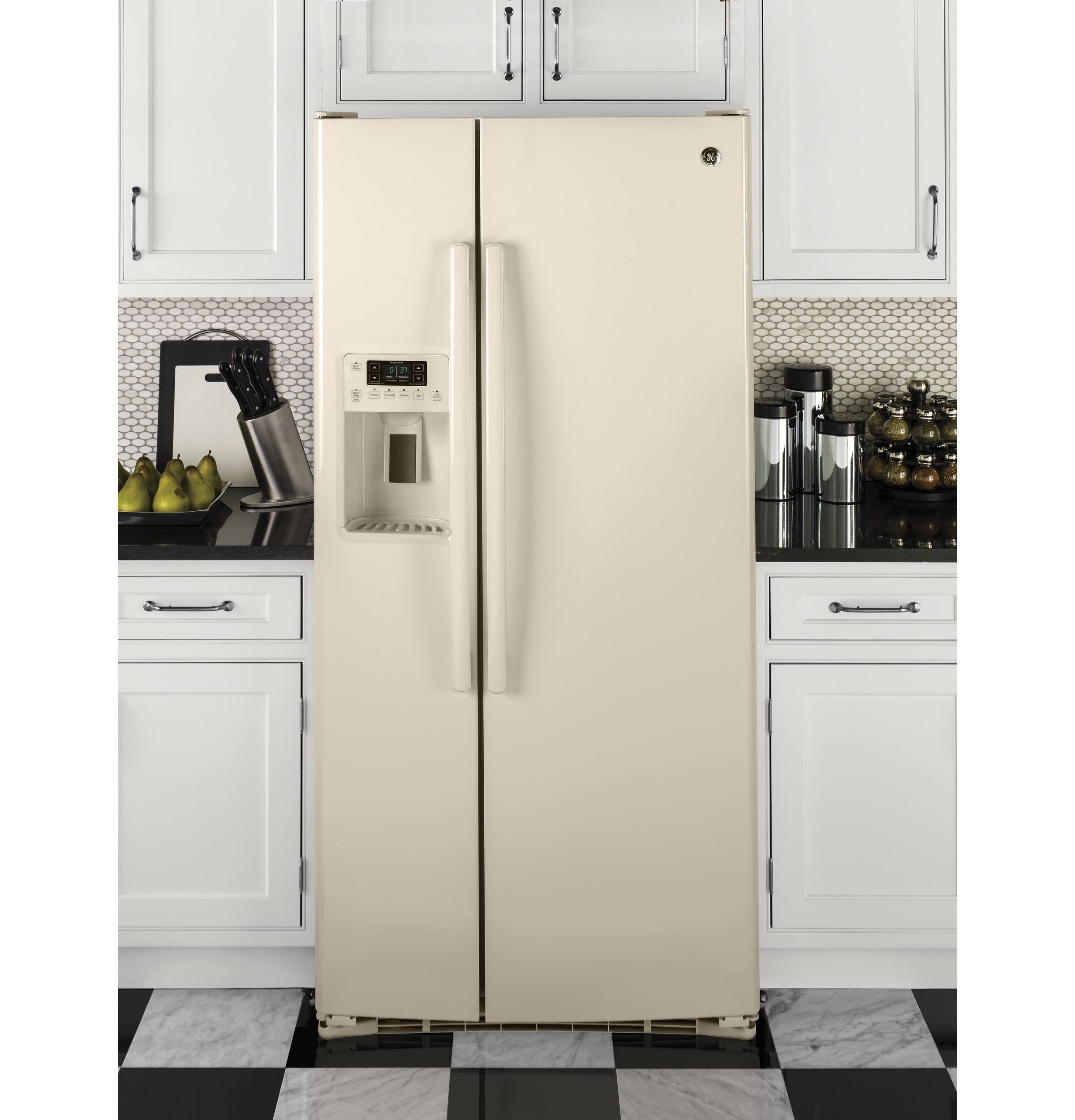 GE - 23.2 Cu. Ft. Side-by-Side Refrigerator - Bisque - Alt_View_Standard_15