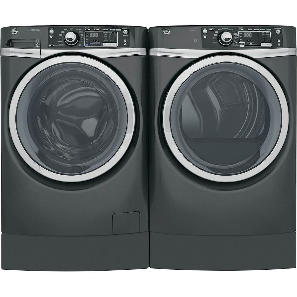 GE - RightHeight 8.3 Cu. Ft. 13-Cycle Electric Dryer with Steam - Diamond Gray - Alt_View_Standard_12