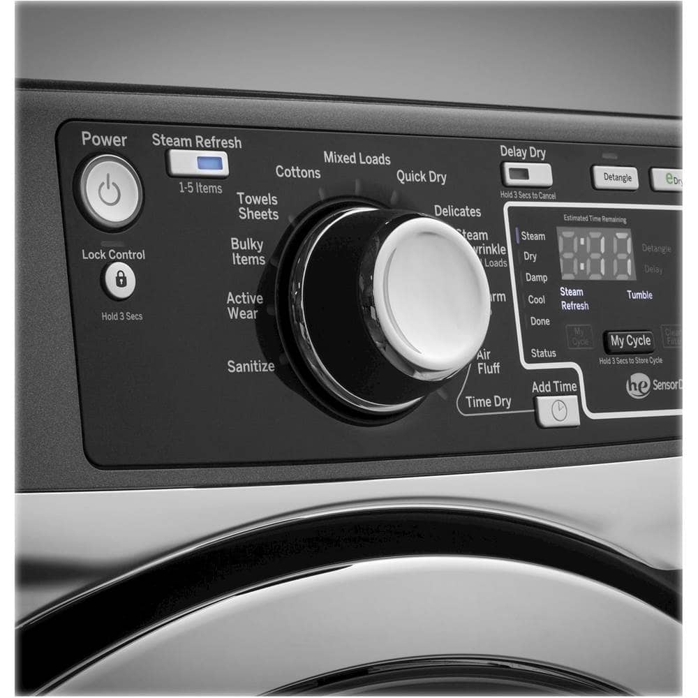 GE - RightHeight 8.3 Cu. Ft. 13-Cycle Electric Dryer with Steam - Diamond Gray - Alt_View_Standard_13