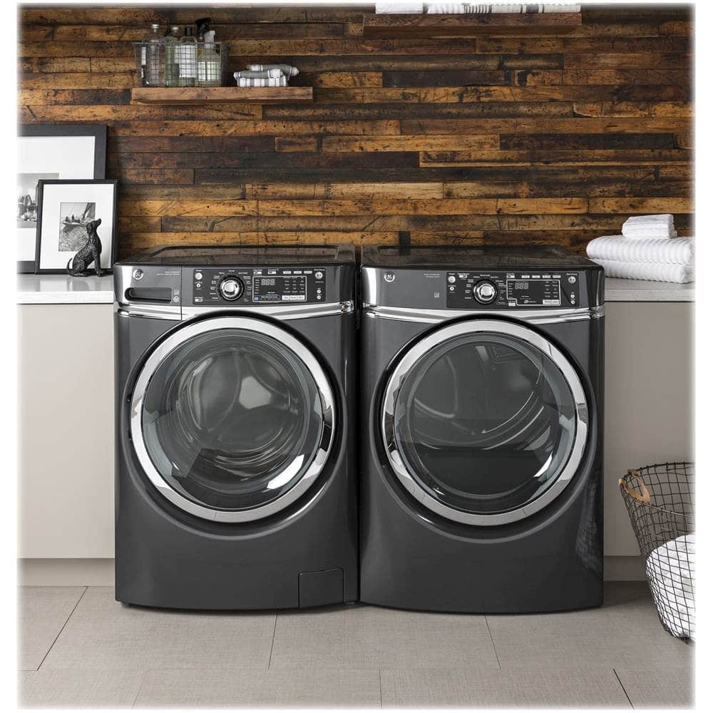 GE - RightHeight 8.3 Cu. Ft. 13-Cycle Electric Dryer with Steam - Diamond Gray - Alt_View_Standard_14