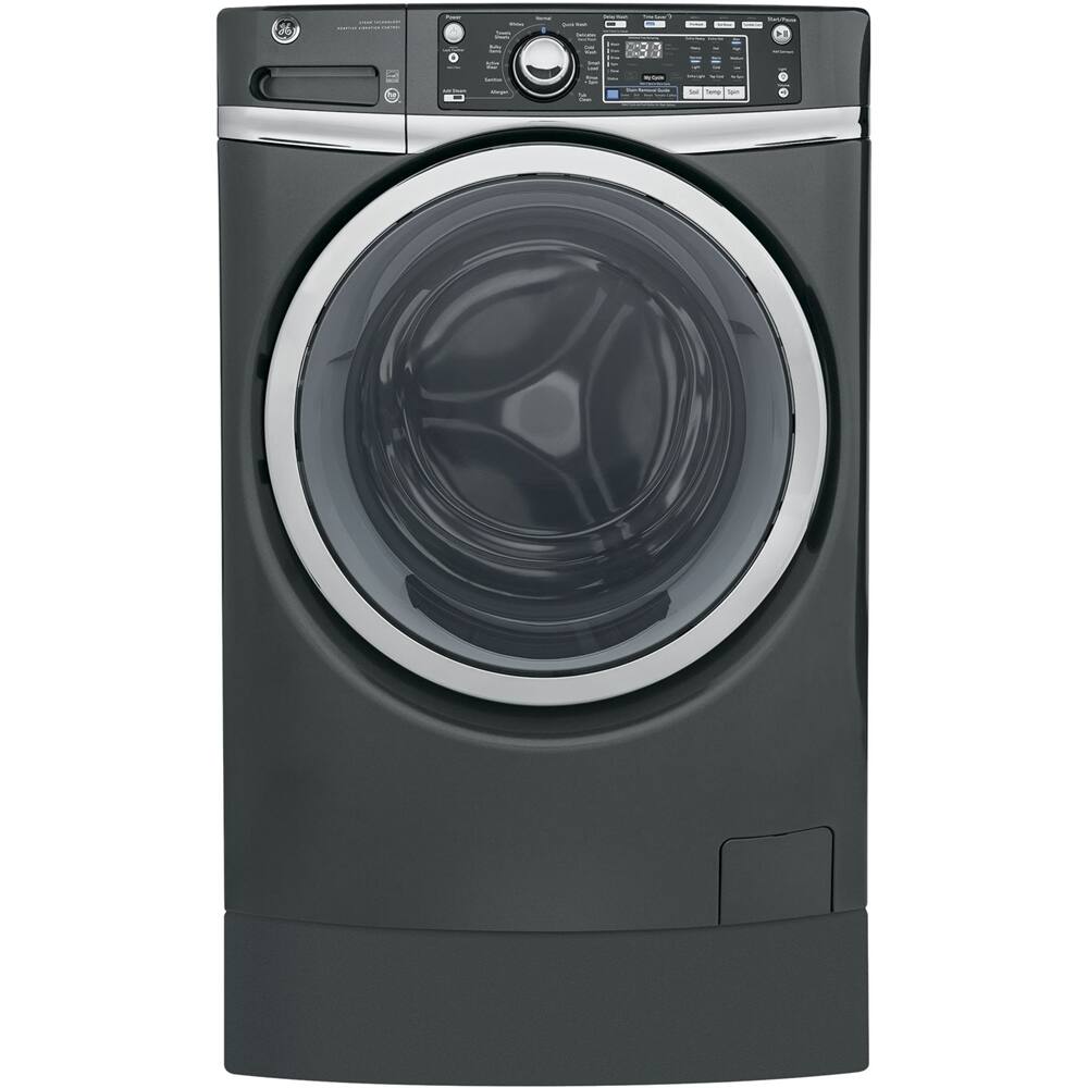 GE - RightHeight 4.9 Cu. Ft. 13-Cycle Front-Loading Washer - Diamond gray - Front_Standard