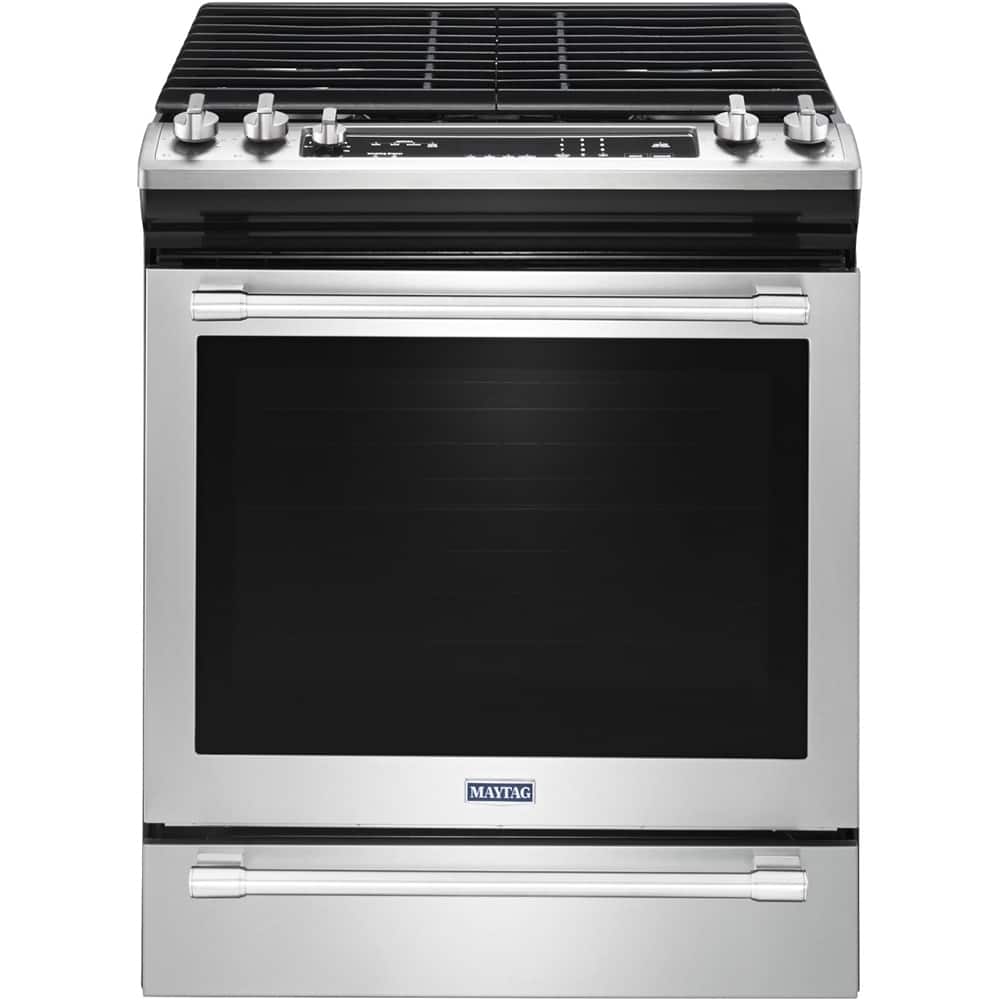 Maytag - 5.8 Cu. Ft. Self-Cleaning Slide-In Gas Convection Range - Fingerprint Resistant Stainless Steel - Front_Zoom