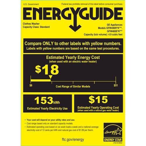 GE - RightHeight 4.9 Cu. Ft. 13-Cycle Front-Loading Washer - White - Energy_Guide