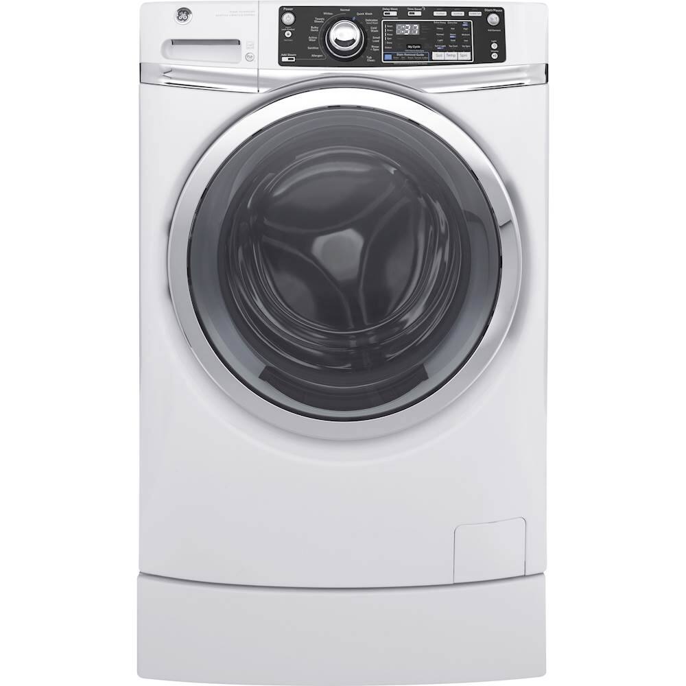 GE - RightHeight 4.9 Cu. Ft. 13-Cycle Front-Loading Washer - White - Front_Zoom