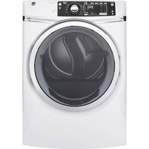 GE - 8.3 Cu. Ft. 13-Cycle Electric Dryer with Steam - White - Front_Standard
