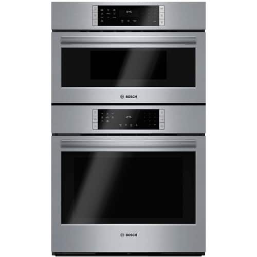 Bosch - 800 Series 30" Single Electric Convection Wall Oven with Built-In Microwave - Stainless steel - Front_Standard
