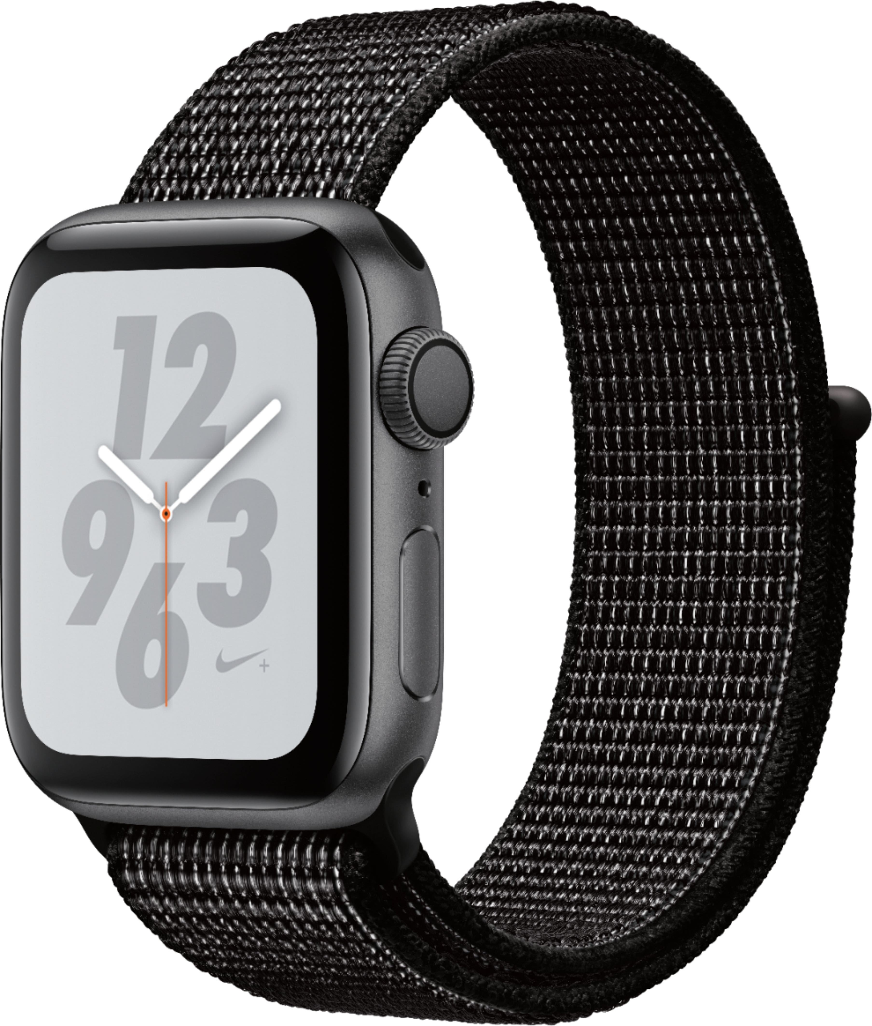 Apple - Apple Watch Nike+ Series 4 (GPS) 40mm Space Gray Aluminum Case with Black Nike Sport Loop - Space Gray Aluminum