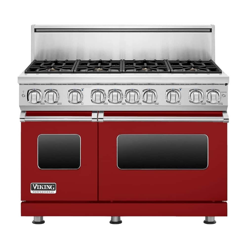 Viking Freestanding Double Oven Gas Convection Range Le Red Viking Freestanding Double Oven Gas Convection Range Le Red Front Zoom