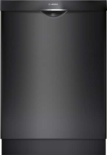 Bosch - 300 Series 24" Pocket Handle Dishwasher with Stainless Steel Tub - Black - Front_Standard
