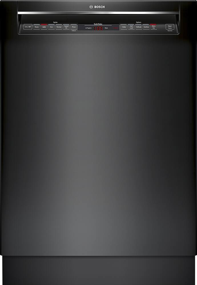 Bosch - 800 Series 24" Recessed Handle Dishwasher with Stainless Steel Tub - Black - Front_Zoom