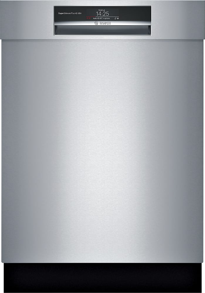 Bosch - 800 Series 24" Recessed Handle Connected Dishwasher with Stainless Steel Tub - Stainless steel - Front_Zoom