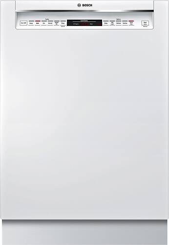 Bosch - 800 Series 24" Recessed Handle Dishwasher with Stainless Steel Tub - White - Front_Standard