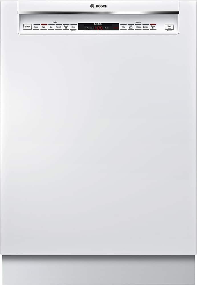 Bosch - 800 Series 24" Recessed Handle Dishwasher with Stainless Steel Tub - White - Front_Zoom