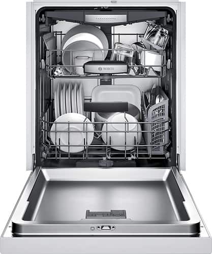 Bosch - 800 Series 24" Recessed Handle Dishwasher with Stainless Steel Tub - White - Alt_View_Standard_2
