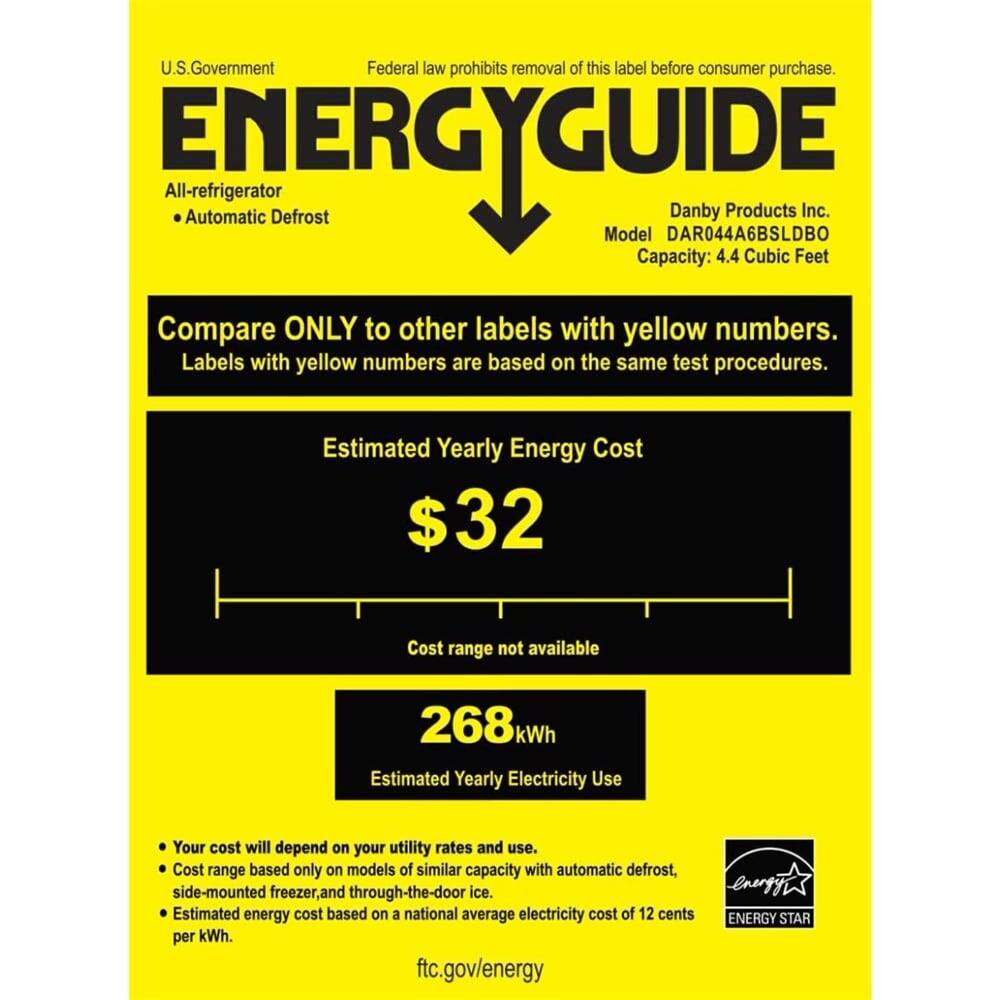 Danby - Contemporary Classic 4.4 Cu. Ft. Mini Fridge - Spotless steel - Energy_Guide