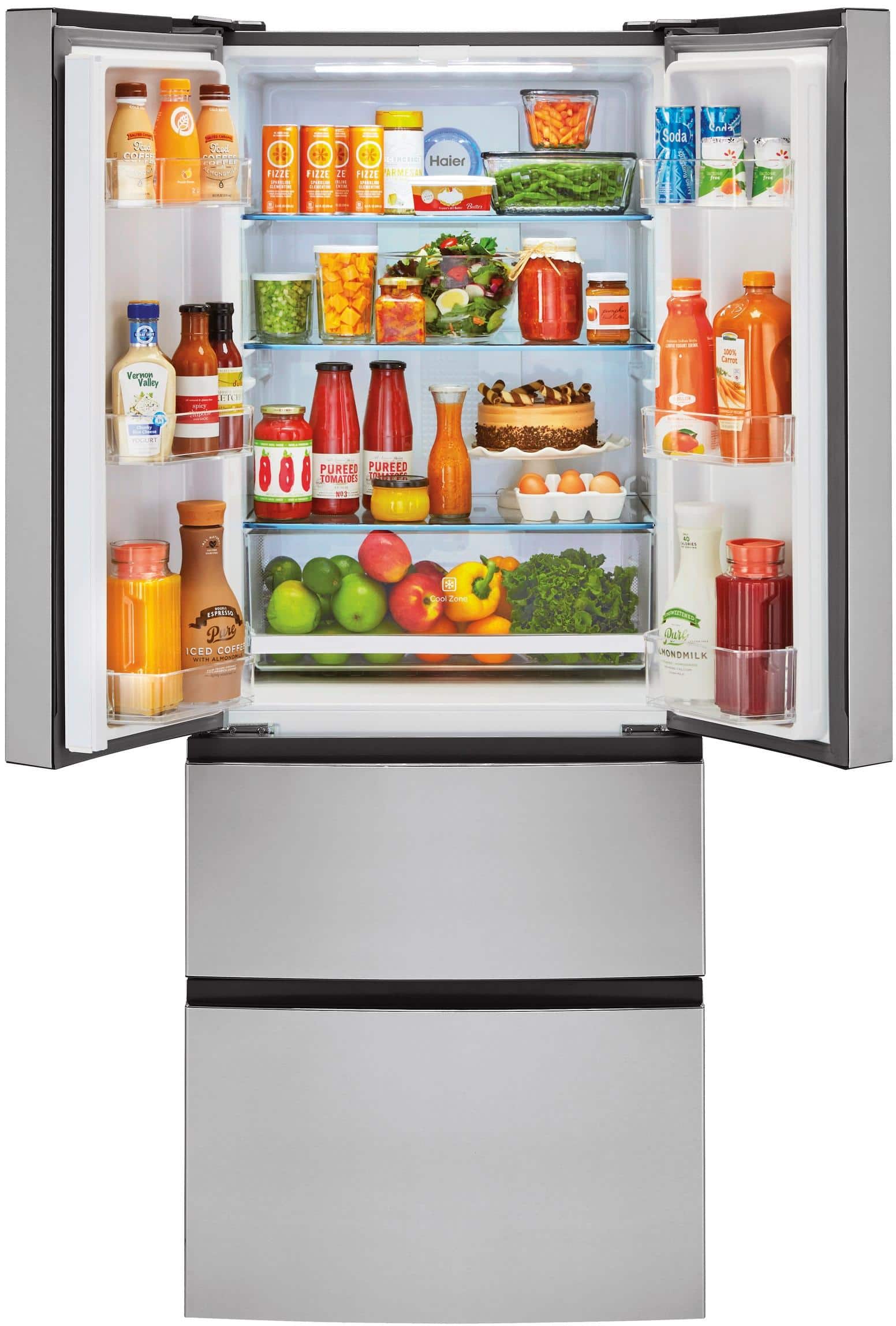Haier 15 Cu. Ft. 4Door French Door Refrigerator Stainless steel at