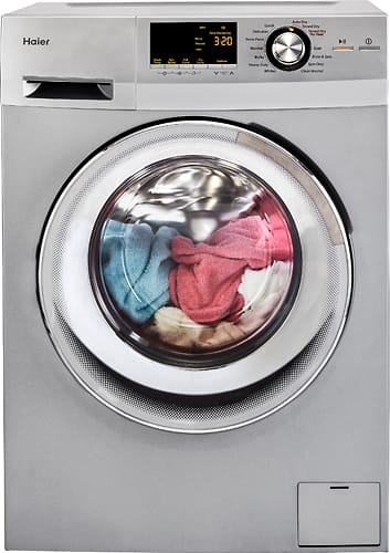 Haier - 2 Cu. Ft. 8-Cycle Compact Washer and 3-Cycle Dryer Combo - Silver - Front_Standard
