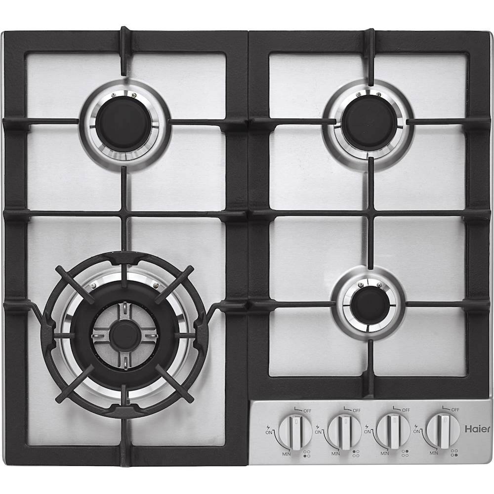 Haier - 24" Gas Cooktop - Stainless steel - Front_Zoom